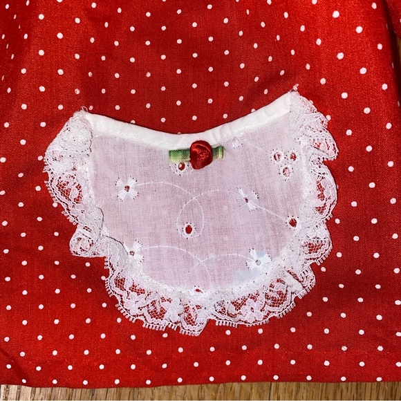 EVY of CALIFORNIA - VTG - Red/White Polka-dotted Smock/Swing Top/Shirt POCKETS - Picture 4 of 7